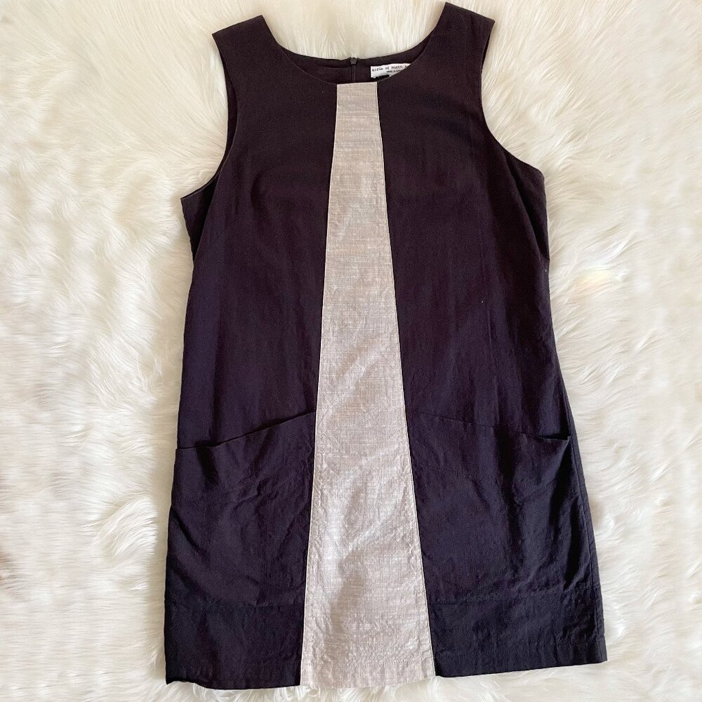 Birds of North America Blue Cream Cotton Mod Mini Shift Sleeveless Dress